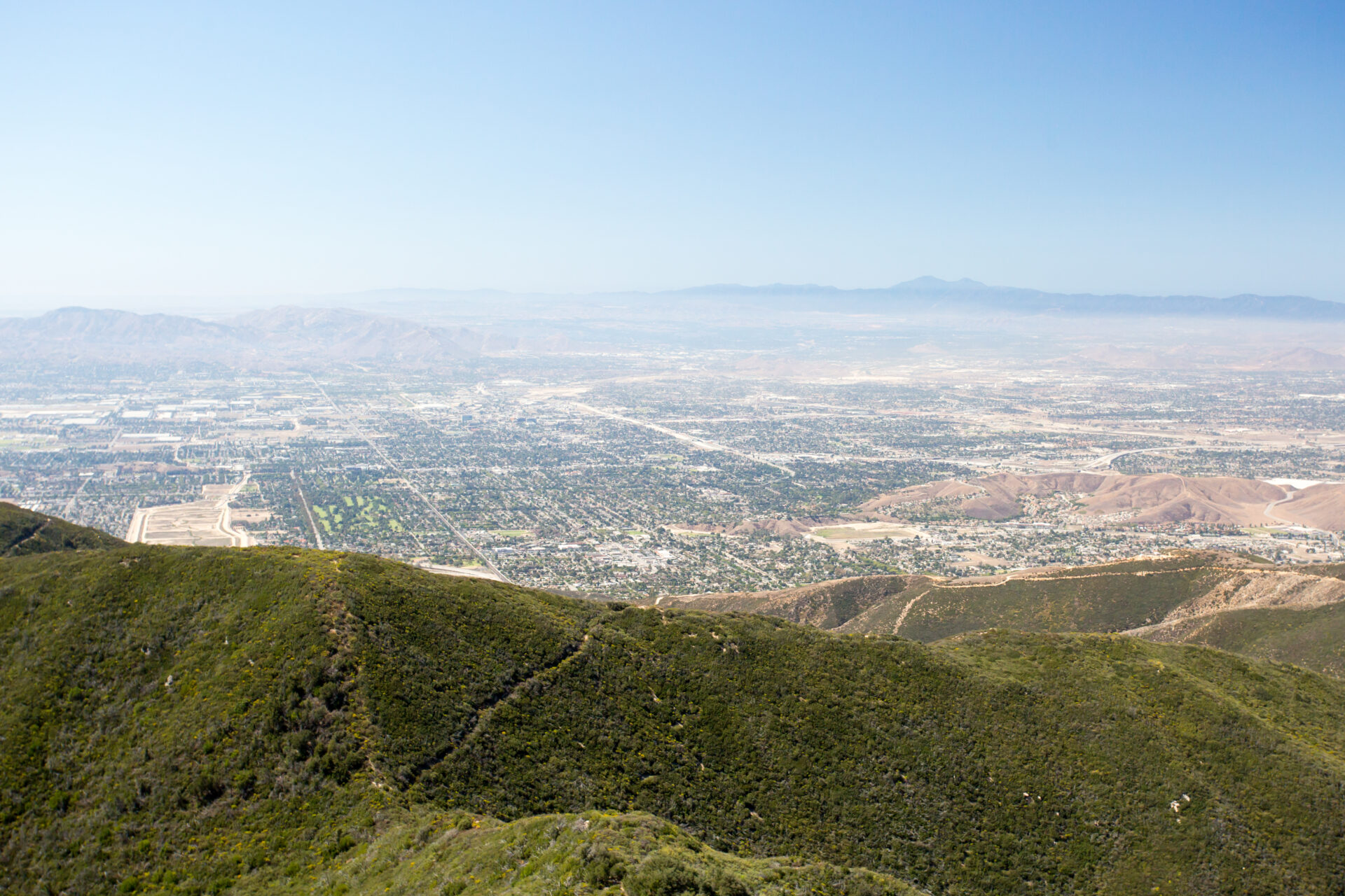 The view over San Bernardino from Hwy 18 on a clear, hot summer